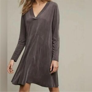 Anthropologie Dolan Toute Left Coast V Neck Long Sleeve Dress Grey Travel Light